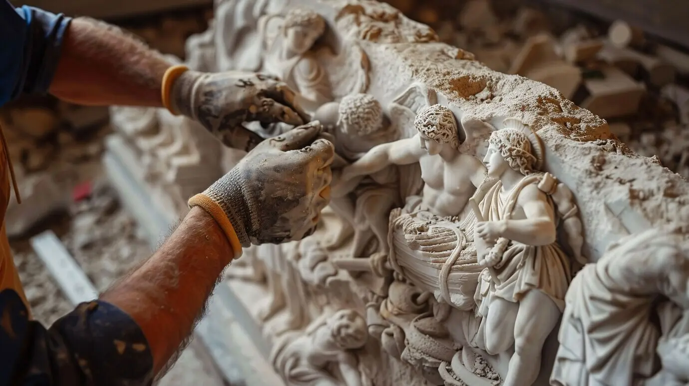 Archäologische Grabungsstätte mit antiken Überresten und Entdeckungen.