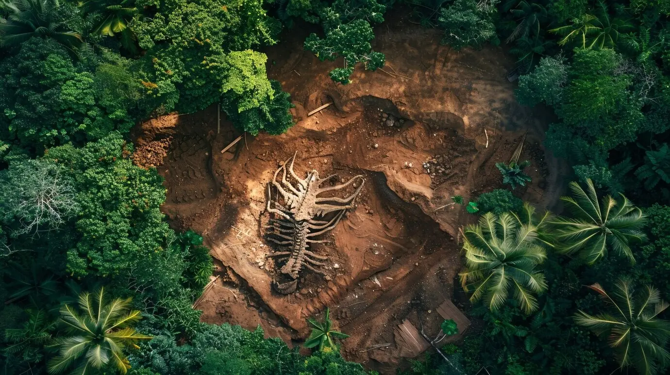 Szene aus einer archäologischen Stätte mit antiken Überresten und Entdeckungen